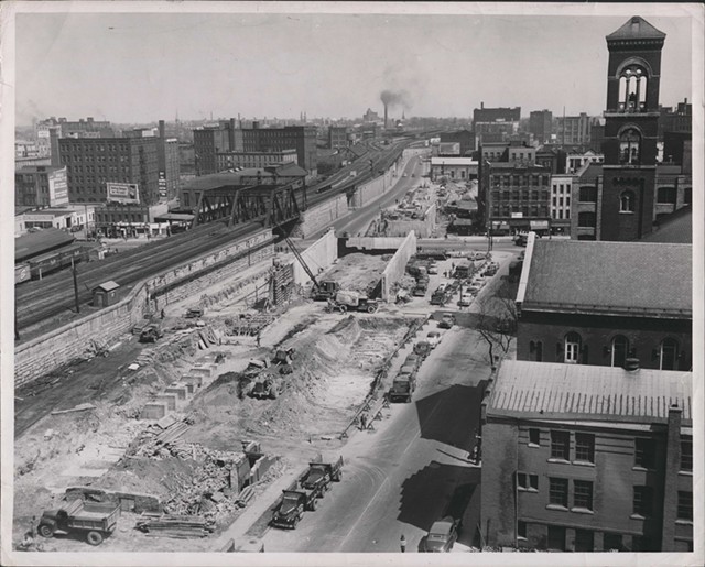 The Inner Loop under construction, circa 1960. - PHOTO COURTESY OF THE LOCAL HISTORY & GENEOLOGY DIVISION, ROCHESTER PUBLIC LIBRARY